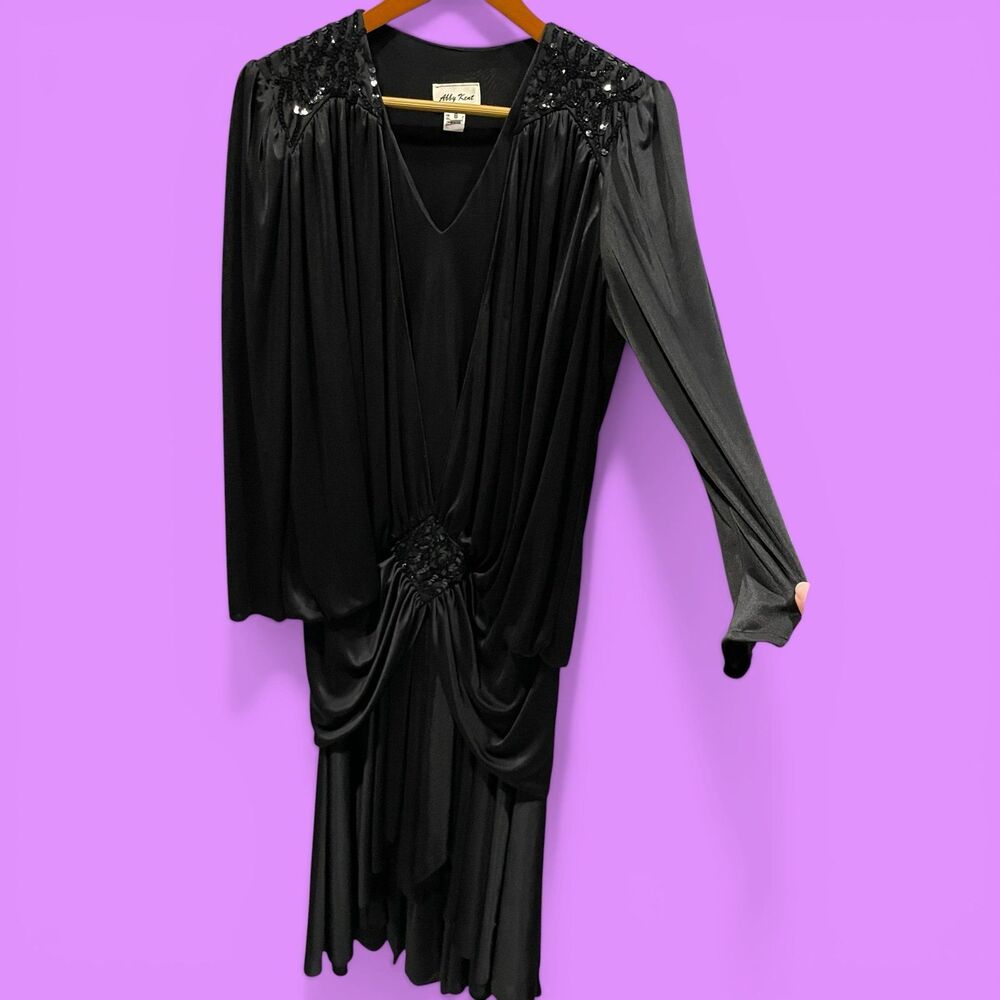 Fabulous 80’s Abby Kent drop waist pleated sequin diamond gown disco dancing